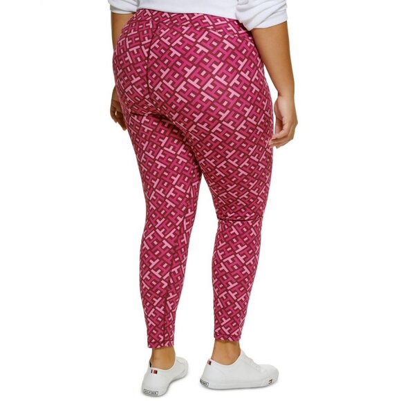 NWT Tommy Hilfiger Sport Womens Plus Printed High Rise Leggings TP26479X 1X Pink - Picture 2 of 6